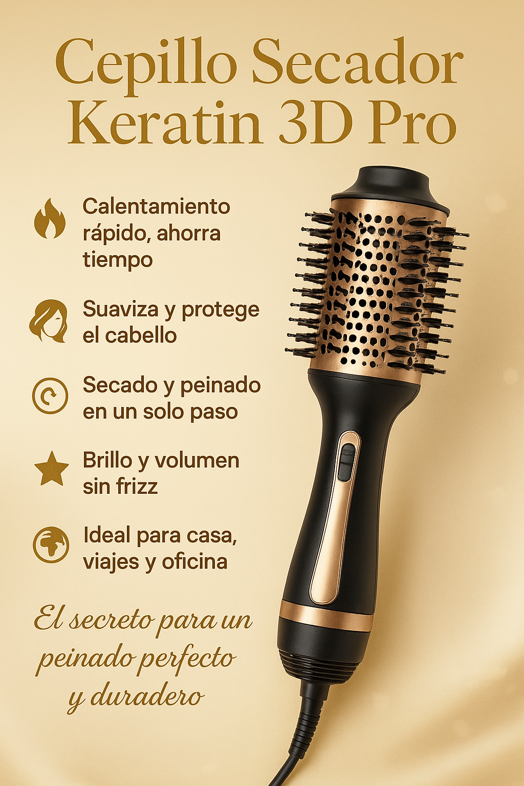 CEPILLO SECADO KERATINA 3D PRO